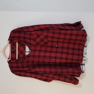Jessica Simpson Blouse Plaid Black White Red 2x